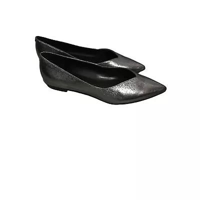 Marc Fisher Womens Analia Pointed Toe Flats Pewter Metallic Size 5.5M • $35.55