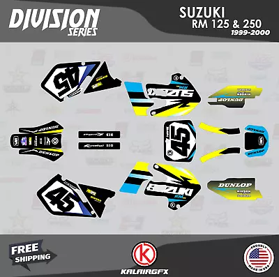 Graphics Kit For SUZUKI RM125 RM250 1999 2000 99 00 DIVISION-Cyan-Yellow • $87.99