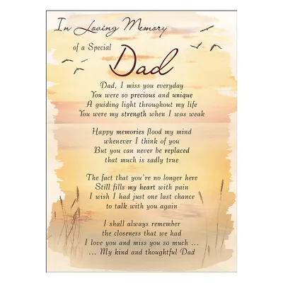 £2.99 • Buy Special Dad Memorial Remembrance Verse Plastic Coated Grave Graveside Card