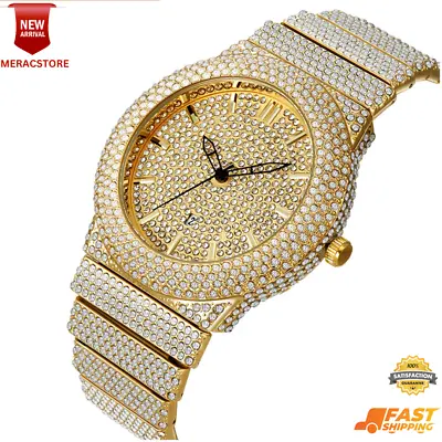 Luxury Ice Out Big Brand Men's Watch Iced Cz VVS Custom Bling Hip Hop Diamond • £37.94