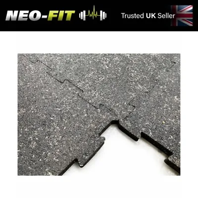20mm 1m X 1m Rubber Heavy Duty Interlocking Floor Mat Tiles Gym Garage Non-Slip • £32.94