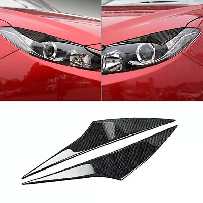 Carbon Fiber Headlight Eyelid Eyebrow Cover Trim For Mazda 3 Axela 2014-2016 • $24.04