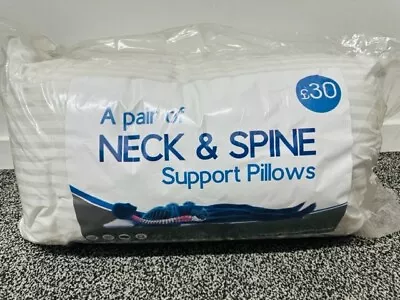 2 PACK Luxury Extra Filled Neck Spine Support Pillows Egyptian Stripe RRP£30 • £10.59