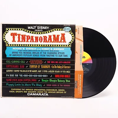 Walt Disney TINPANORAMA 12” Vinyl Record Rare Promo (1965 Buena Vista BV3330) • $50