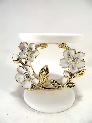 Bath & Body Works Candle Holder White Gold Floral With Glitter Wedding 5  • $38.95
