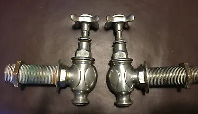 An Unusual Pair Of Original Edwardian Nickel Bath Taps • £110