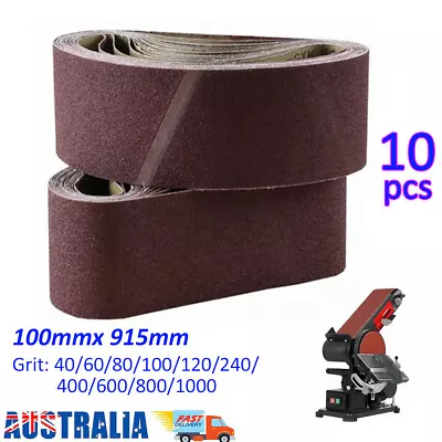 10x Sanding Belts 100mmx 915mm 914 Linishing Sander Belt Mixed Grit Cloth Backed • $24.95