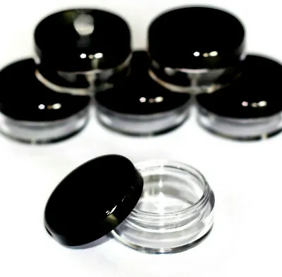 £2.49 • Buy Clear Round Travel Sample Pots Jars Pieces Containers 5g 5ml With Black Lids Jdb