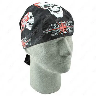 Red Grey Black Tribal Skull Doo Rag Headwrap Skull Cap Biker Helmet Liner • $7.49