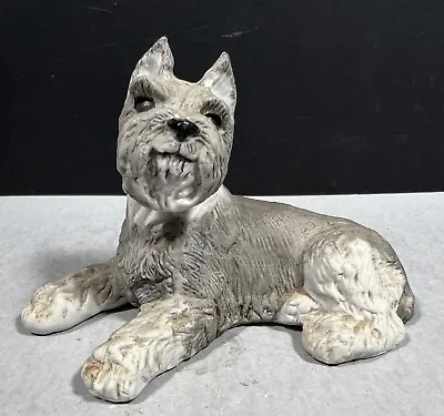 Kathy Wise Gray Schnauzer Figurine Laying Dog Enesco Porcelain 1986 • $17.95