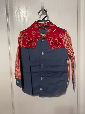Vintage Childrens Clothing New Old Stock Little Boys Western Shirt Plaid Size 4 • $29.99