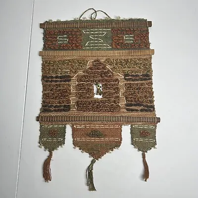 VTG 1970s Don Freedman MCM Boho Woven Fiber Art Textile Wall Hanging With Bell • $69.99