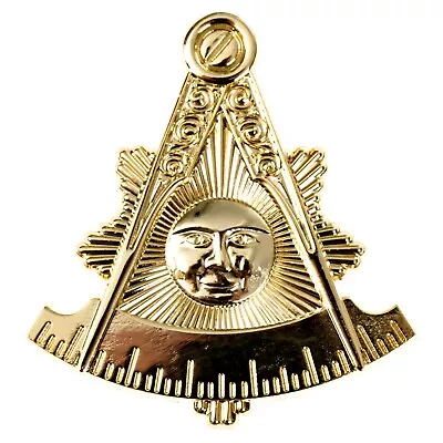 Sunburst Past Master Masonic Auto Emblem - [Gold][2'' Tall] • $10.99
