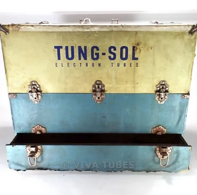 $99.95 • Buy Large , Blue & Cream, Tung-Sol, Vintage Radio TV Vacuum Tube Valve Caddy Case
