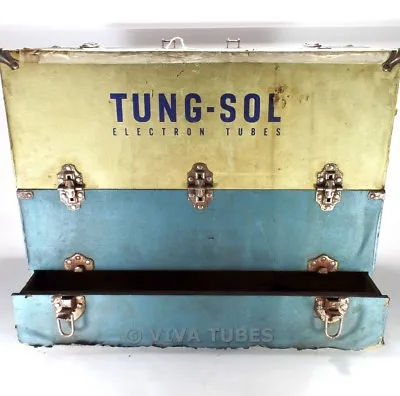 Large  Blue & Cream Tung-Sol Vintage Radio TV Vacuum Tube Valve Caddy Case • $99.95