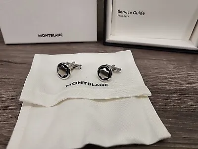 Montblanc Star Round With Onyx Inlay Cufflinks Stainless Steel New 116661 • $299.99