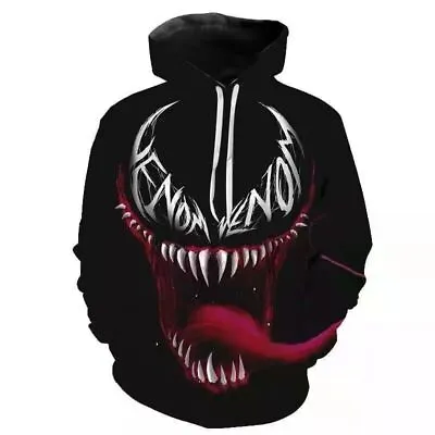 Marvel Superhero Venom 3D Hoodie Men Women Hooded Pullover Jumper Top Size New • £6.20