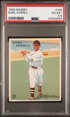 1933 Goudey #194 Earl Averill Indians PSA 4.5 • $375