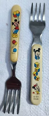 Vintage 1984 Mickey & Minnie Mouse Child's Spoon Fork Walt Disney World Japan • $27.50