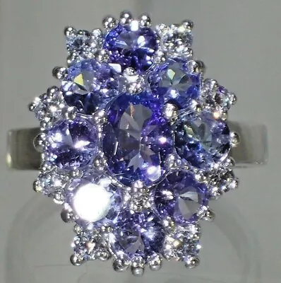 Top Rich BlueTanzanite-White Cz 14K Gold Plated On .925 Silver Sz 6.75 Ring#1383 • £44.39