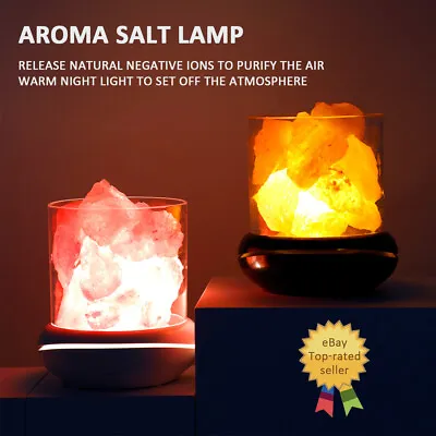 Natural Purifier Stone Lamp White USB Ambient Light Himalaya Crystal Salt Black • $17.88