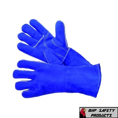 $13.95 • Buy Welding Gloves 14 Inch Heat Resistant Unibody Cow Split Leather BBQ Cooking Blue