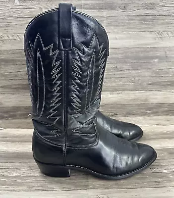 Mason Cowboy Boots Mens Size 10.5 E Wide Black Leather Western Shoes 4253675 • $38.69