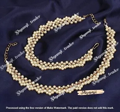 Indian Bollywood Anklet Pearl Fashion Gold Tone Kundan Belly Dance Payal Jewelry • $28.69