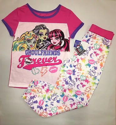 NWT Monster High Pajamas Girls Size 7 8 10 12 Zombies Halloween Shirt Pants Set • $24.95