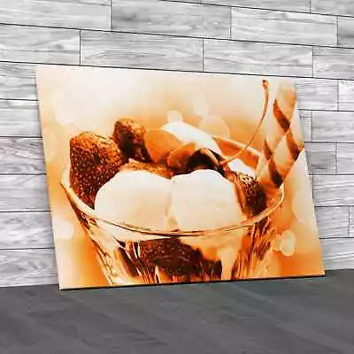 Fruit Ice Cream Sundae Orange Canvas Print Large Picture Wall Art • £14.95