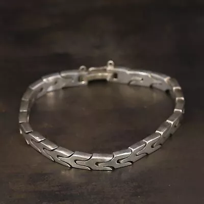 VTG Sterling Silver - MEXICO TAXCO 6mm Wishbone 7.5  Mens Chain Bracelet - 35g • $33