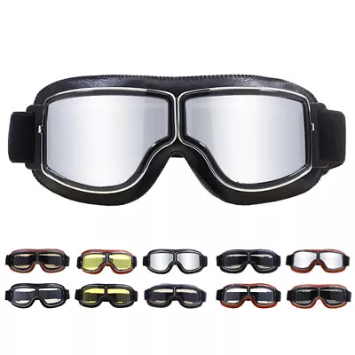 Retro Vintage Street Motorcycle Helmet Goggles Mens Cruiser Glasses Eyewear • $13.99