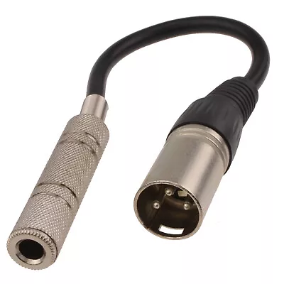 XLR Male Plug To 6.35mm Stereo Socket Female Lead 0.2m Audio Adapter Cable • £4.80