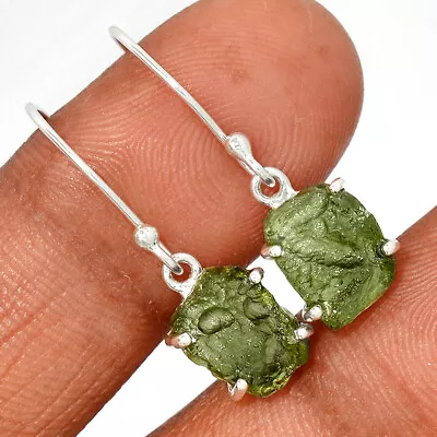 Natural Genuine Czech Moldavite 925 Sterling Silver Earrings Jewelry CE28537 • $23.99