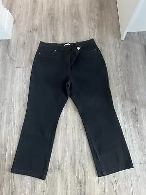 Ladies M&s Classic Black Straight Elasticated Waist Jeans Size 14 Short • £8.99