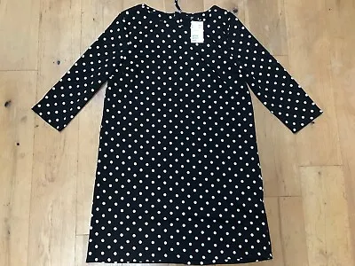 H&M Polka Dot Dress Large @ Black & Off White Stretch Jersey Tunic Dress • £9.95