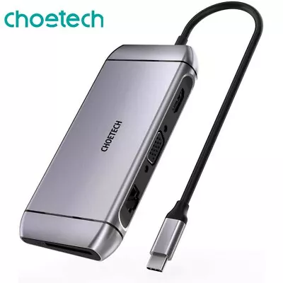 Choetech 9 In 1 USB C HUB Adapter To USB HDMI VGA 4K SD TF For Laptop Mac Dell • $79.95