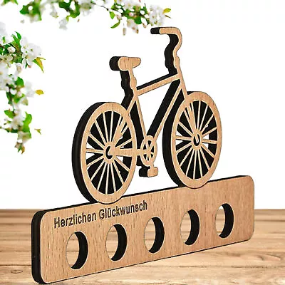 Wood Birthday Bike Shape Family Cyclists Wedding Card Money Gift Cash 5 Holes • $7.51