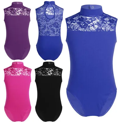 £7.99 • Buy Girls Floral Lace Back Ballet Leotard Gymnastics Unitard Gym Workout Jumpsuit