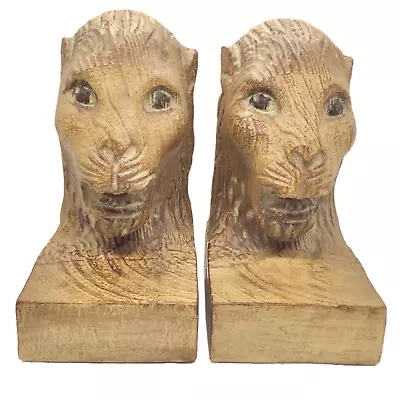 Big 10 Lb Gothic Old World Vintage Pair Lion Bookends Heavy Large Designer Repro • $235