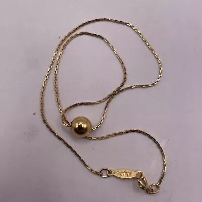 Vintage Goldtone Signed Napier Ball Pendant Necklace 14 Inches Total • $10