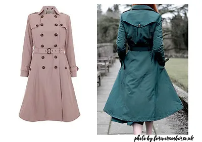 Collectif UK 50s Swing Marlene Pink Blush Long Shower Proof Trech Coat Jacket • $125