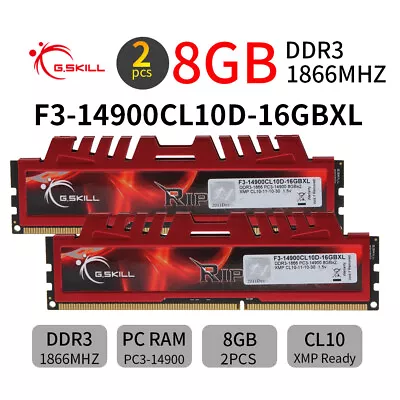 G.SKILL Ripjaws 16GB Kit 2x 8GB 240Pin DDR3 1866MHz PC3-14900U Desktop Memory UK • £26.39