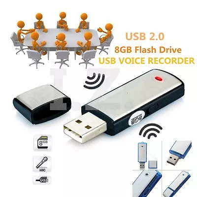 8gb Digital Voice Audio Recorder Dictaphone Usb Memory Stick Alloy • £14.99