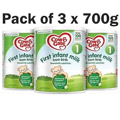 Cow & Gate First Infant Milk Stage 1 Birth Formula Powder Substitute Pack 3x700g • £29.99