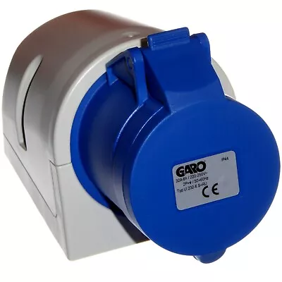 32 Amp 3 Pin Socket IEC CEE Connector 2P+E Wall Surface Blue 220V 230V 240V GARO • £16.95