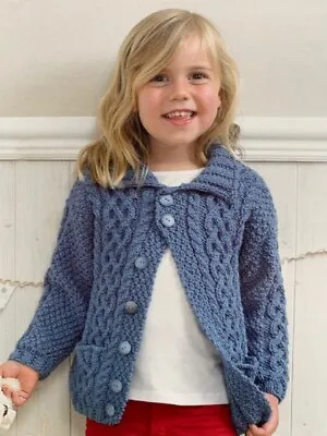 Cc013 Knitting Pattern Childrens Cardigan With Pockets Aran Yarn Size 18 To 28 • £2