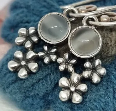 Genuine Pandora Moonstone Flower Bouquet Compose Earrings 💕 925 ALE  RARE  • £100