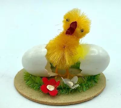 Easter Decoration Chick Vintage Hatching From Plastic Egg 1960s 2 3/4  L X 2  T • $18