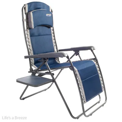Chair. Quest Ragley Pro Blue Relaxer With Table.For Campingcaravanmotorhomes • £69.99